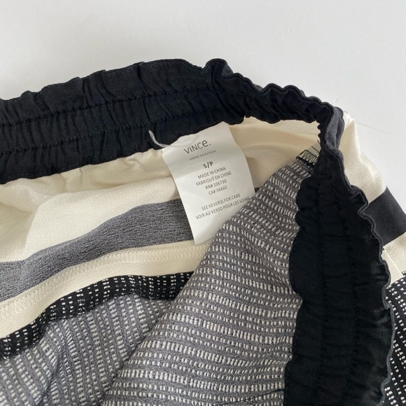 NWT Vince Mixed Stripe Printed Silk Shorts Black//Ivory Size XSmall